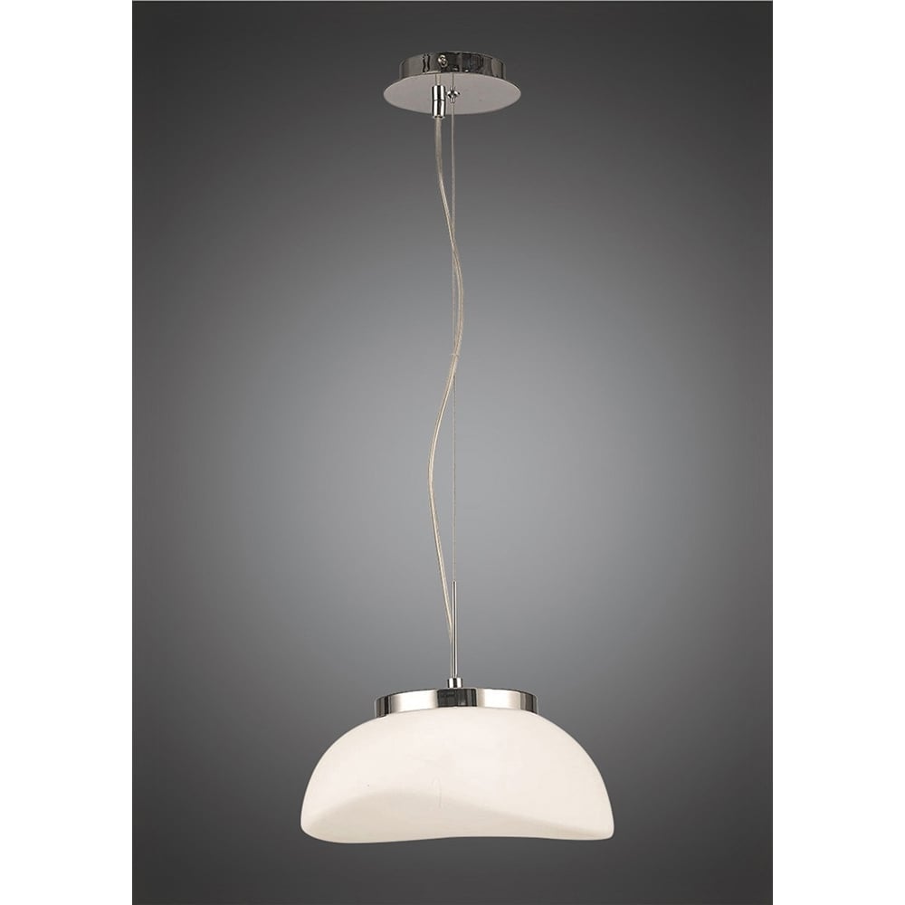 M4893 Opal Pendant 1 Light E27 Polished Chrome/Frosted White Glass