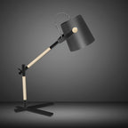 M4923 Nordica Table Lamp Black Shade 1 Light E27 Matt Black/Beech Black Shade
