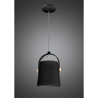 M4927 Nordica Pendant Black Shade 1 Light E27 Matt Black/Beech Black Shade