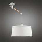 M4928 Nordica Multi Position Pendant White Shade 1 Light E27 Matt White/Beech Ivory White Shade