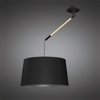 M4929 Nordica Multi Position Pendant Black Shade 1 Light E27 Matt Black/Beech Black Shade