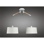 M4930 Nordica Linear Pendant White Shade 2 Light E27 Matt White/Beech Ivory White Shades