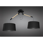 M4931 Nordica Linear Pendant Black Shade 2 Light E27 Matt Black/Beech Black Shades