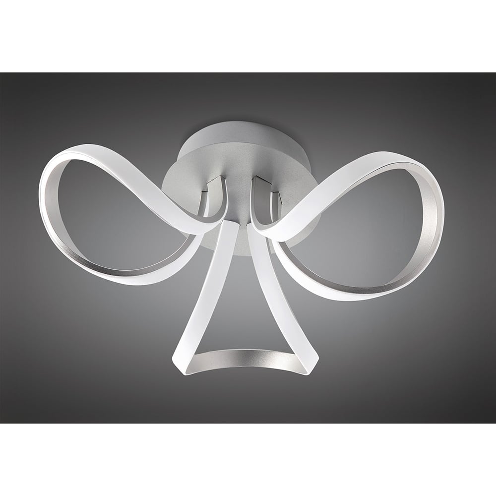M4989 Knot Ceiling 36W LED 3 Looped Arms Silver/Frosted Acrylic