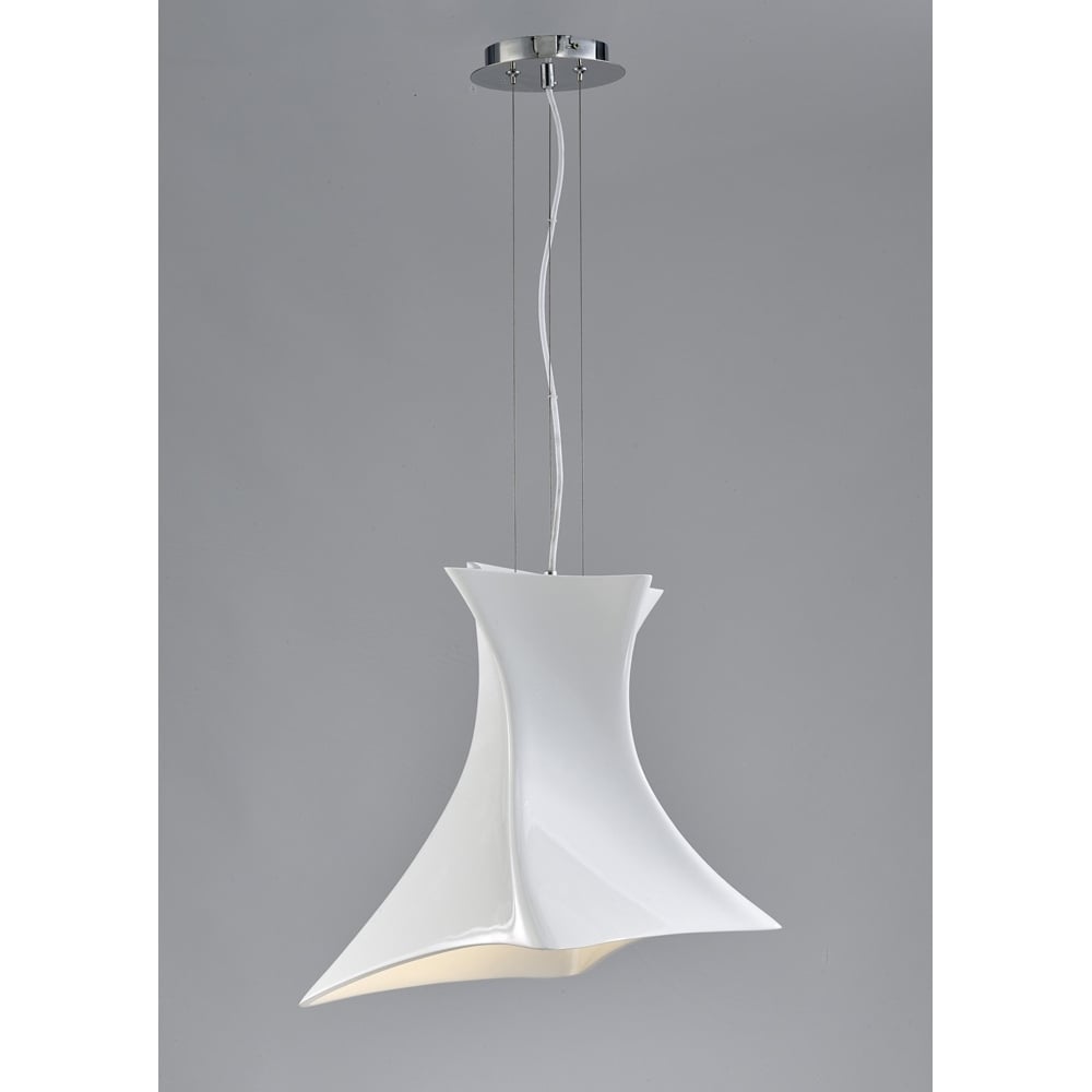 M5070 Twist Pendant 1 Light E27 Gloss White/Polished Chrome