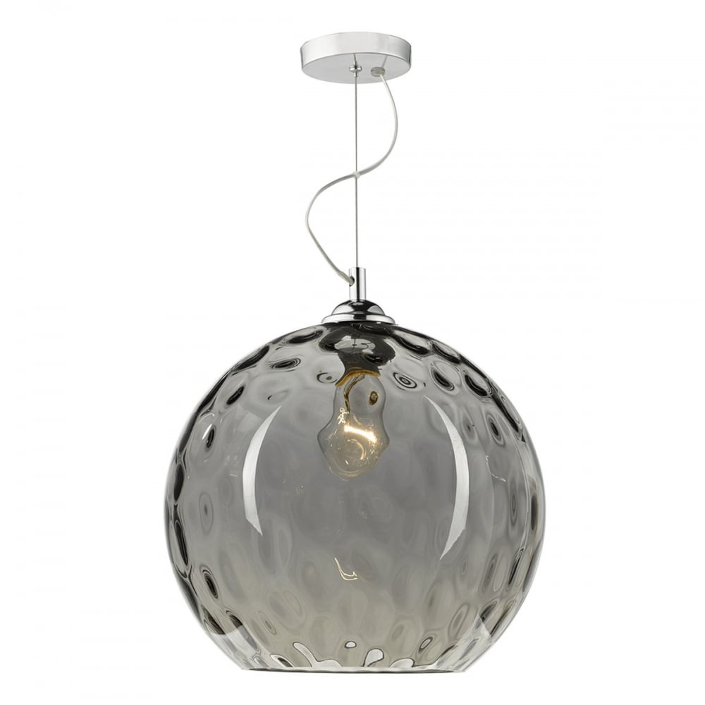 Dar AUL0110 Aulax 1 Light Pendant Smoked Dimple Effect