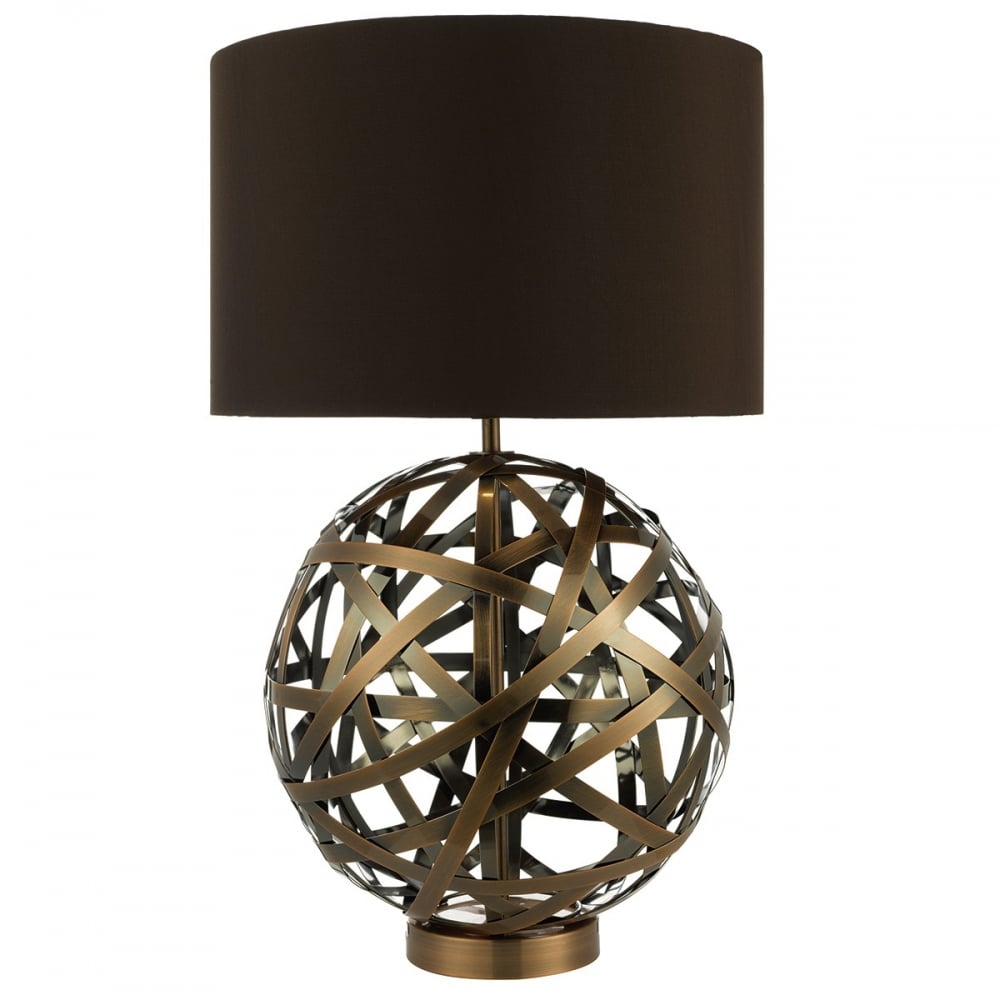 Voyage Table  Lamp Antique Copper Ball complete with Shade