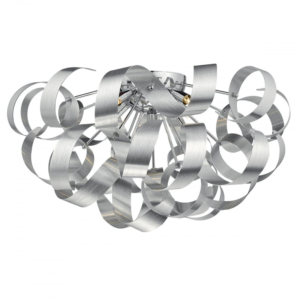 Dar RAW0550 Rawley 5 Light Flush Brushed Aluminium