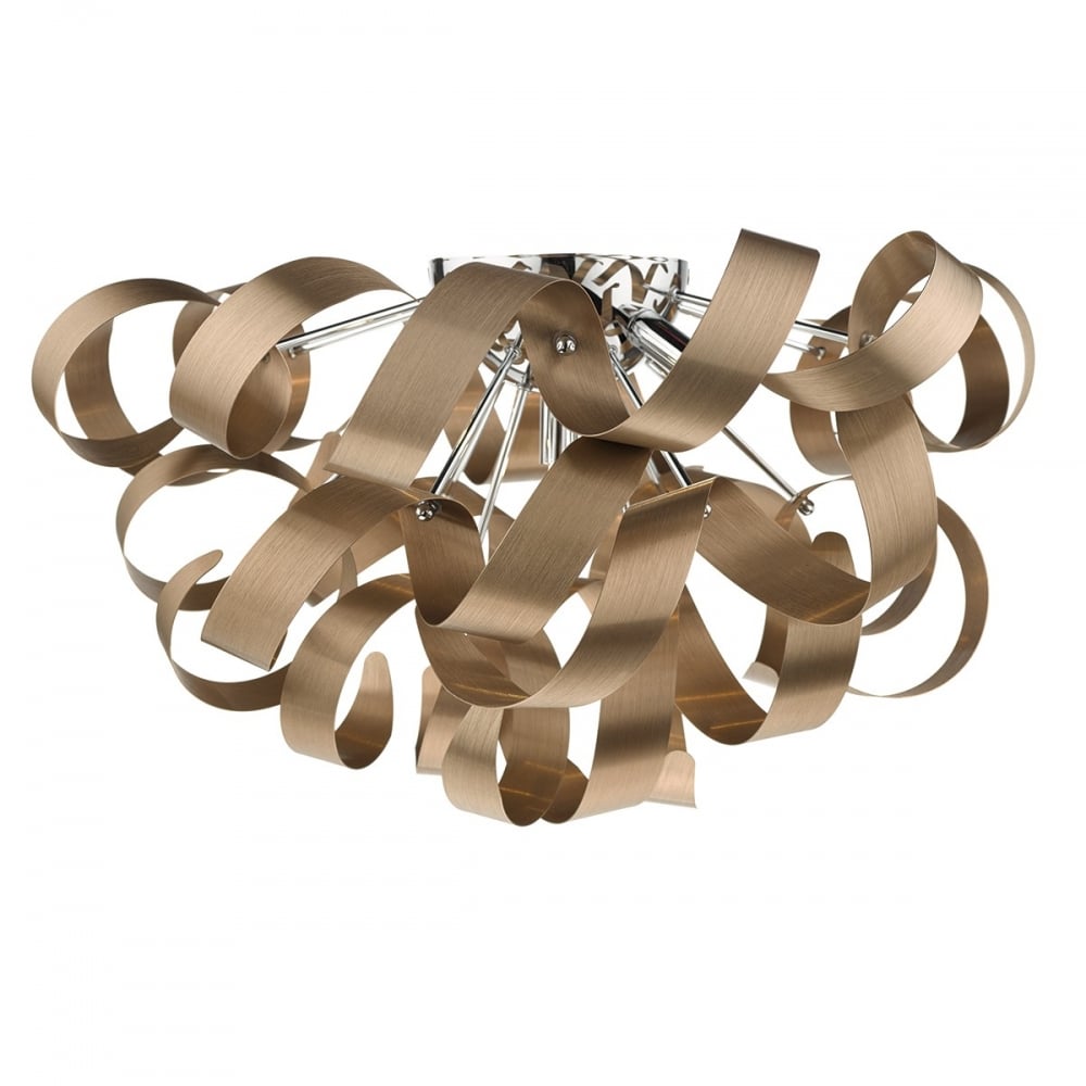 Dar RAW0564 Rawley 5 Light Flush 60CM Brushed Copper