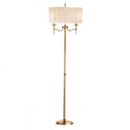 63620 Stanford Antique Brass Floor Lamp Beige Shade