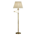 63621 Stanford Antique Brass Swing Arm Floor Lamp Beige Shade
