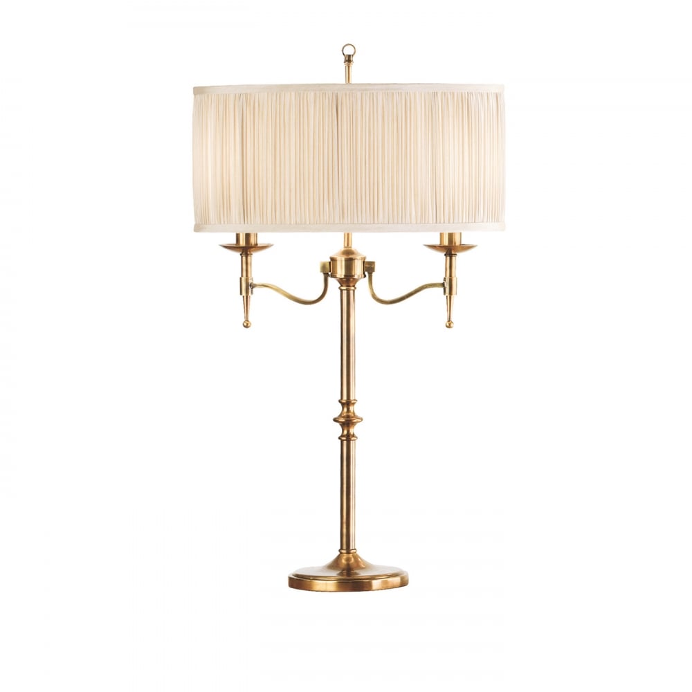 63648 Stanford Antique Brass Table Lamp Beige Shade