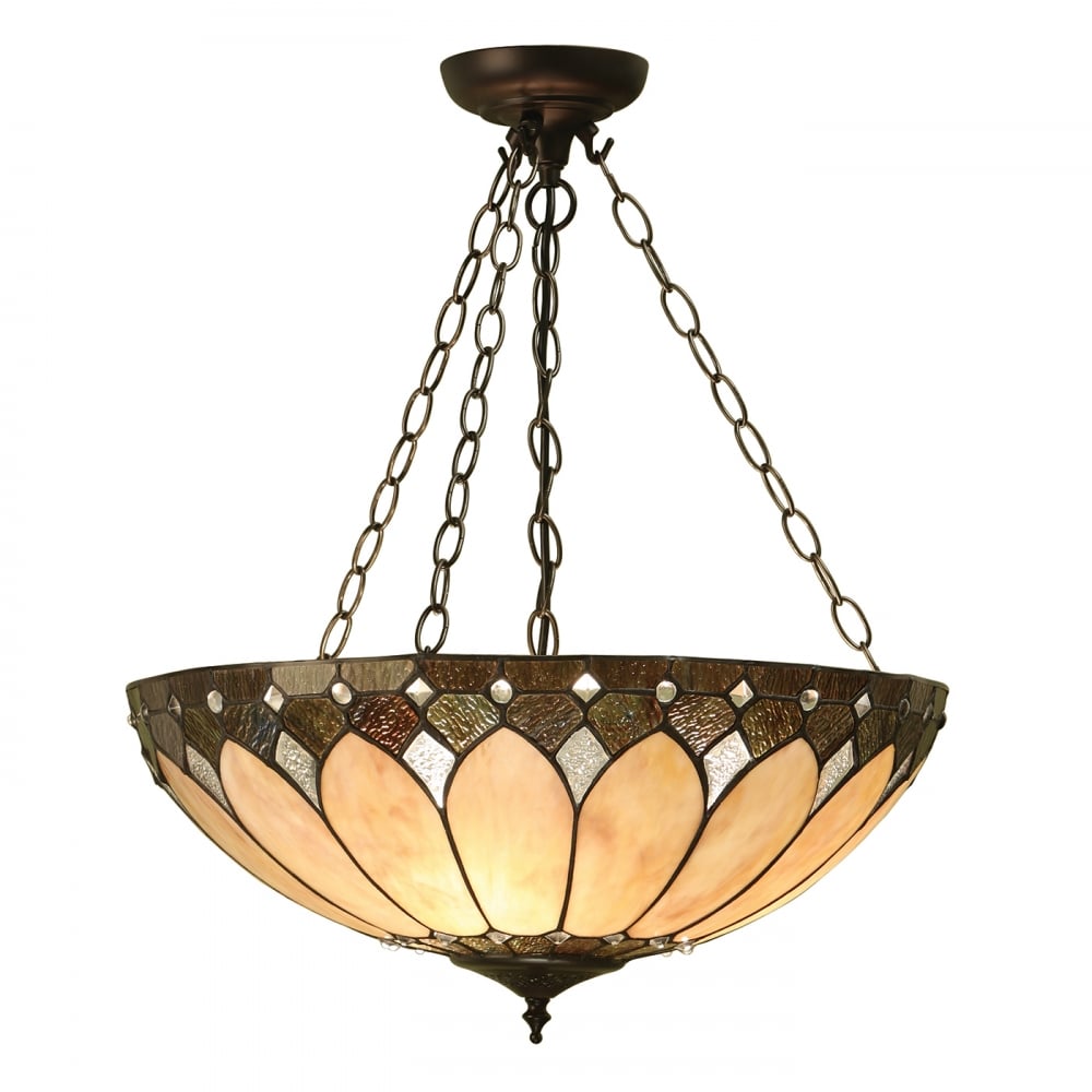 63976 Brooklyn Tiffany Large Inverted 3 Light Pendant