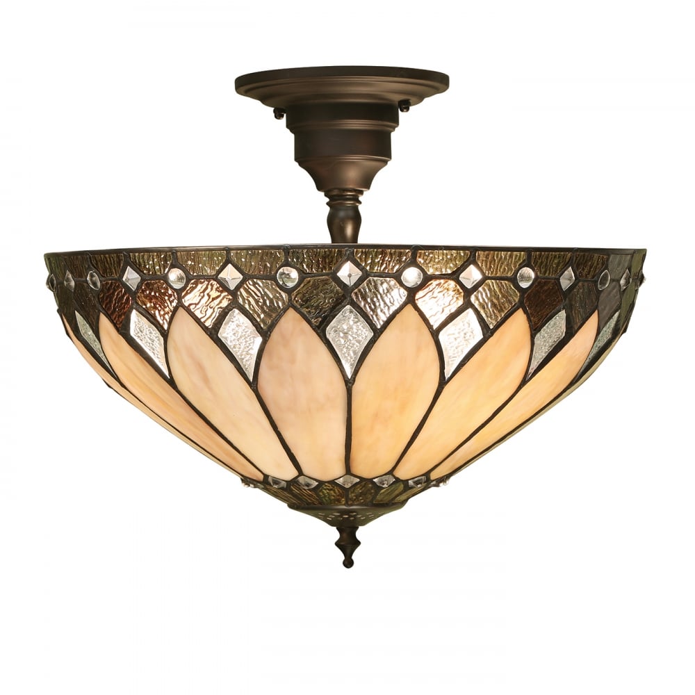 63978 Brooklyn Tiffany Medium 3 Light Semi Flush