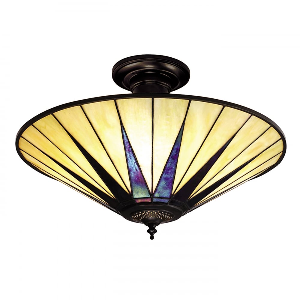 64043 Dark Star Tiffany Large 3 Light Semi Flush