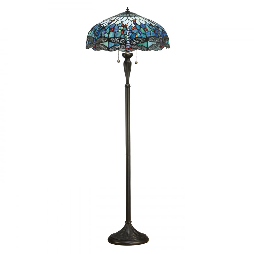 64069 Dragonfly Blue Tiffany Floor Lamp