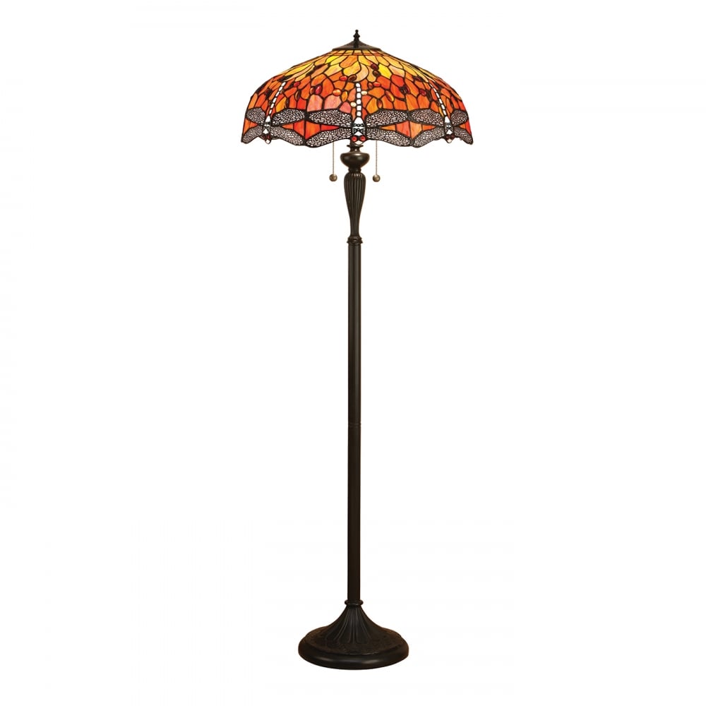 64070 Dragonfly Flame Tiffany Floor Lamp