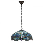 64080 Dragonfly Blue Tiffany Medium 3 Light Pendant