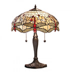 64085 Dragonfly Beige Tiffany Medium Table Lamp