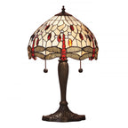 64086 Dragonfly Beige Tiffany Small Table Lamp