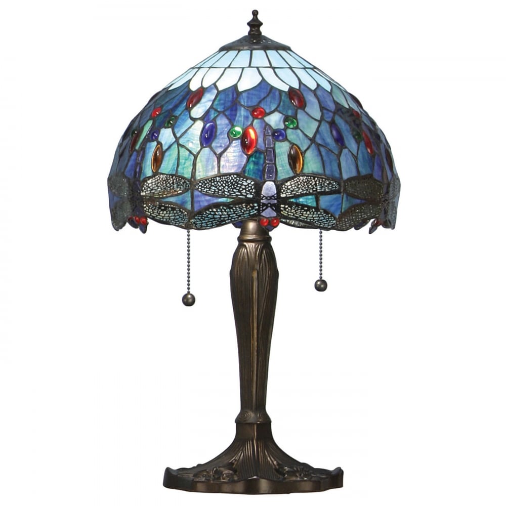 64090 Dragonfly Blue Tiffany Small Table Lamp