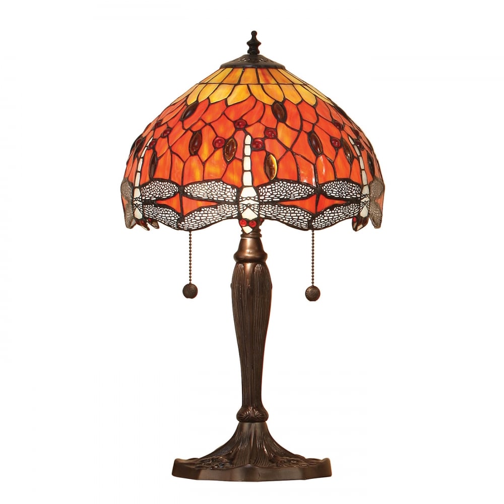 64092 Dragonfly Flame Tiffany Small Table Lamp