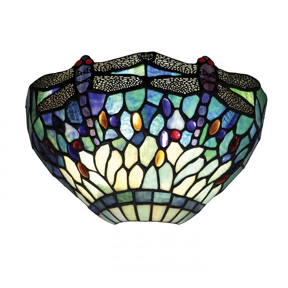 64102 Dragonfly Blue Tiffany Wall Light