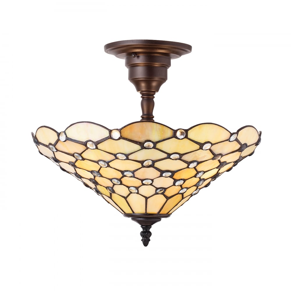 64300 Pearl Tiffany Medium 3 Light Semi Flush