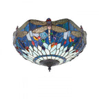 70722 Dragonfly Blue Tiffany Medium 2 Light Flush