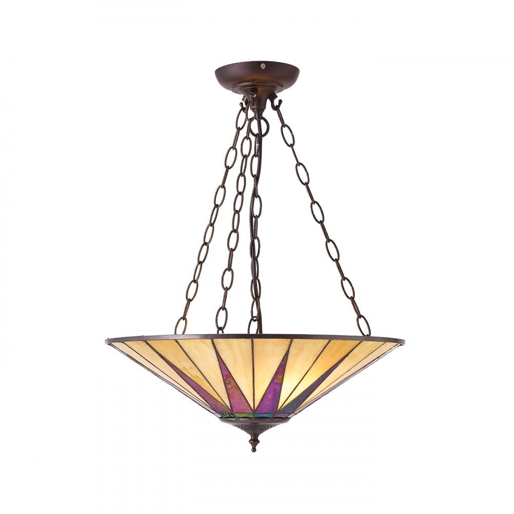 70754 Dark Star Tiffany Large Inverted 3 Light Pendant
