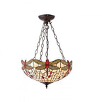 70759 Dragonfly Beige Tiffany Medium Inverted 3 Light Pendant