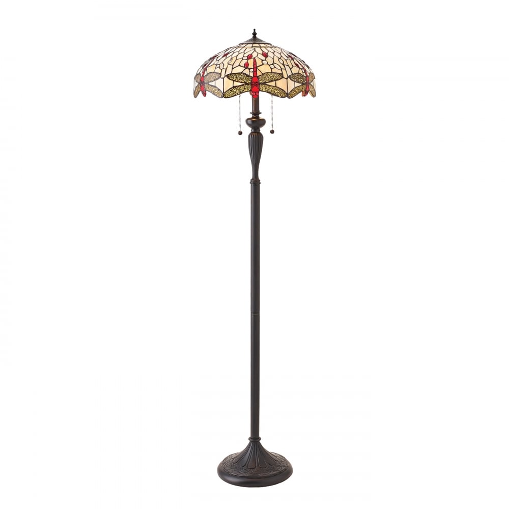 70940 Dragonfly Beige Tiffany Floor Lamp