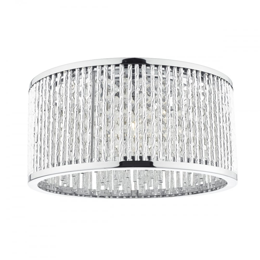 Dar NAN5368 Nantes 3 Light Flush Ceiling Polished Chrome Aluminium