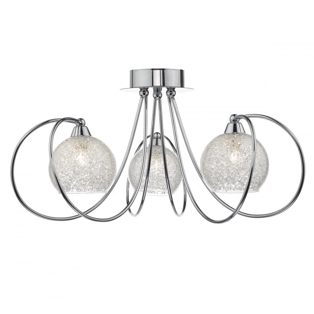 Dar RAF5350 Rafferty 3 Light Semi Flush Polished Chrome