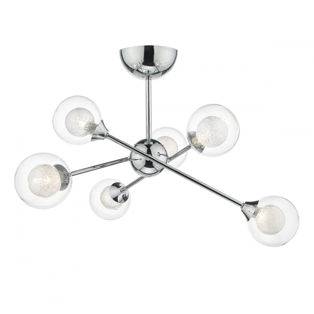 Dar ZEK0650 Zeke 6 Light Semi Flush Polished Chrome