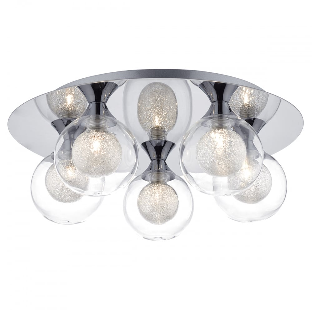 Dar ZEK5450 Zeke 5 Light Flush Ceiling Polished Chrome