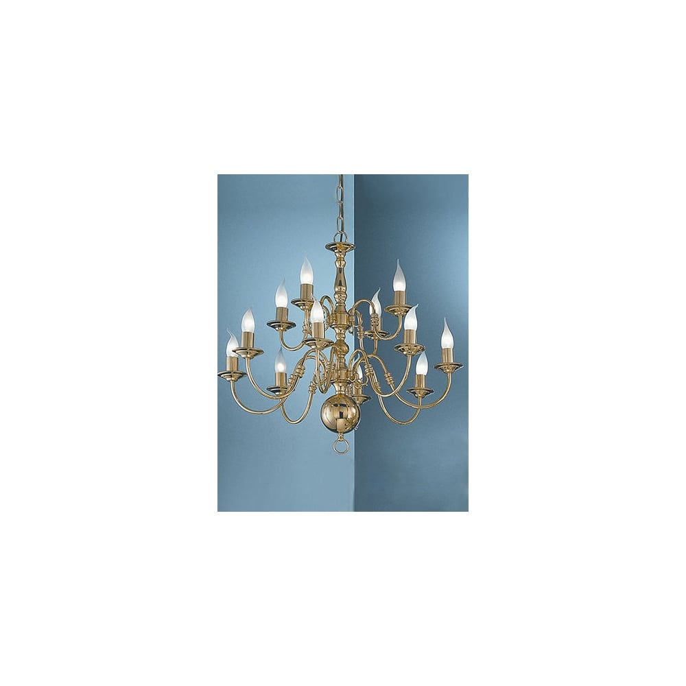 PE79112 Delft 12 Light Pendant Polished Brass