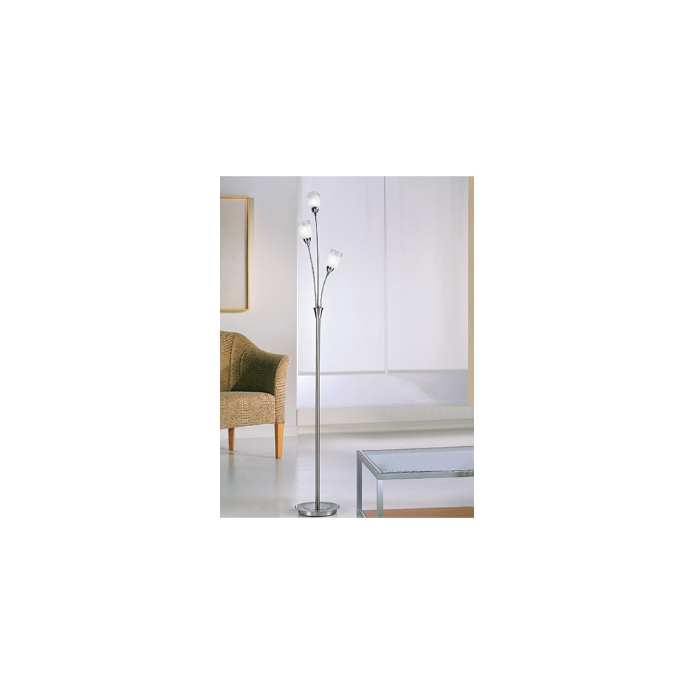 SP80023 Campani 3 Light Floor Lamp Chrome / Satin Nickel