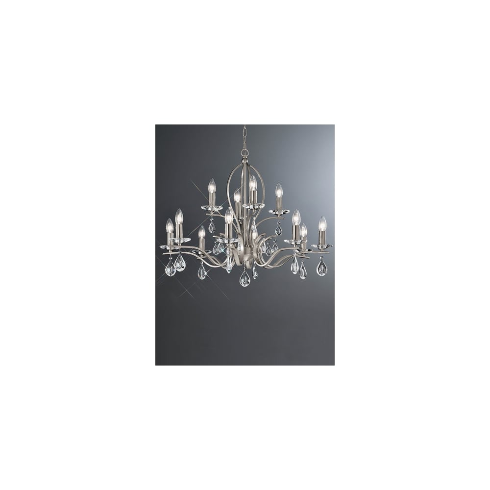 FL2298/12 Willow 12 Light Pendant Satin Nickel