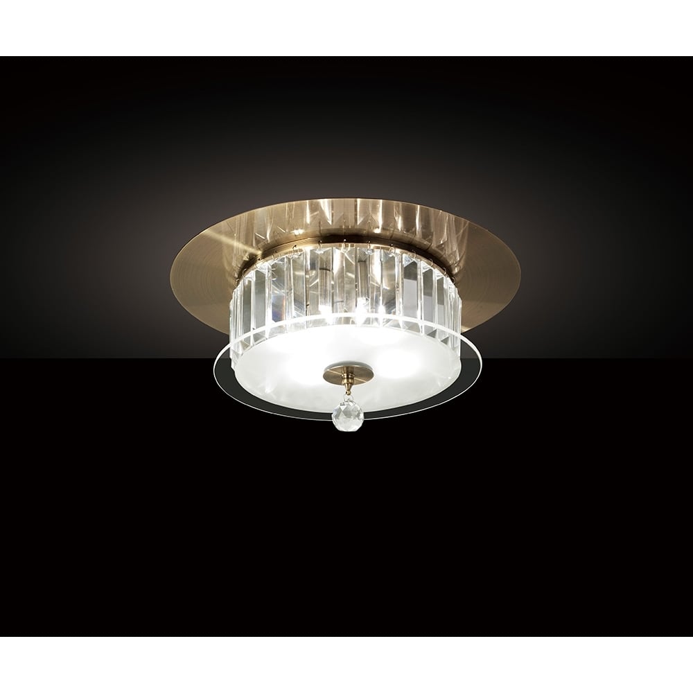 IL30243 Tosca 4 Light Flush Antique Brass/crystal