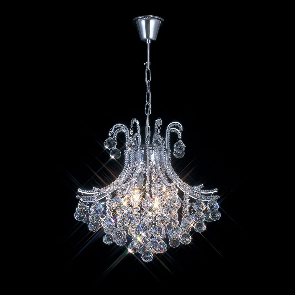 IL30016 Bask Crystal Pendant 4 Light Chrome