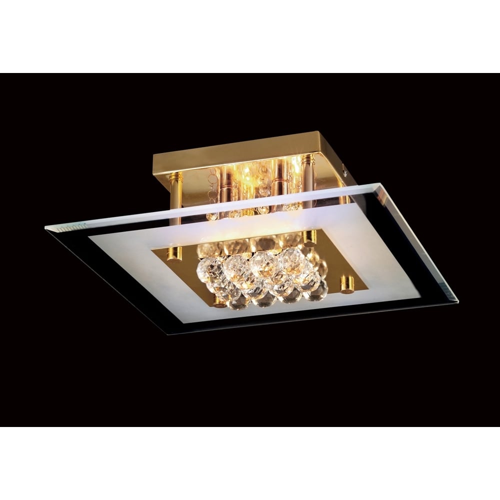IL32023 Delmar Flush French Gold/glass/crystal