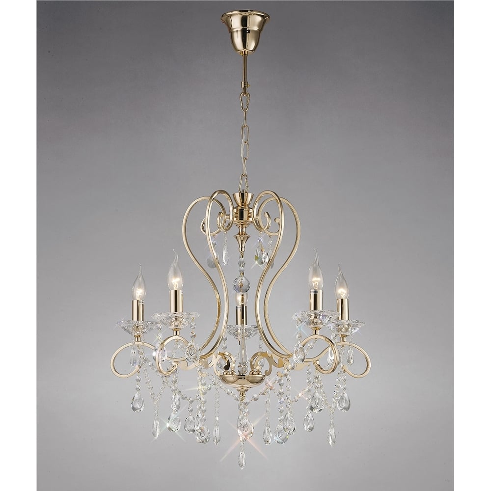 IL32065 Vela Pendant 5 Light French Gold/crystal