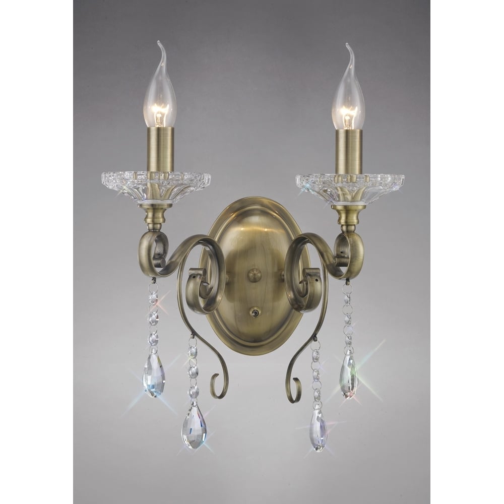 IL32072 Libra Wall Lamp Antique Brass/crystal