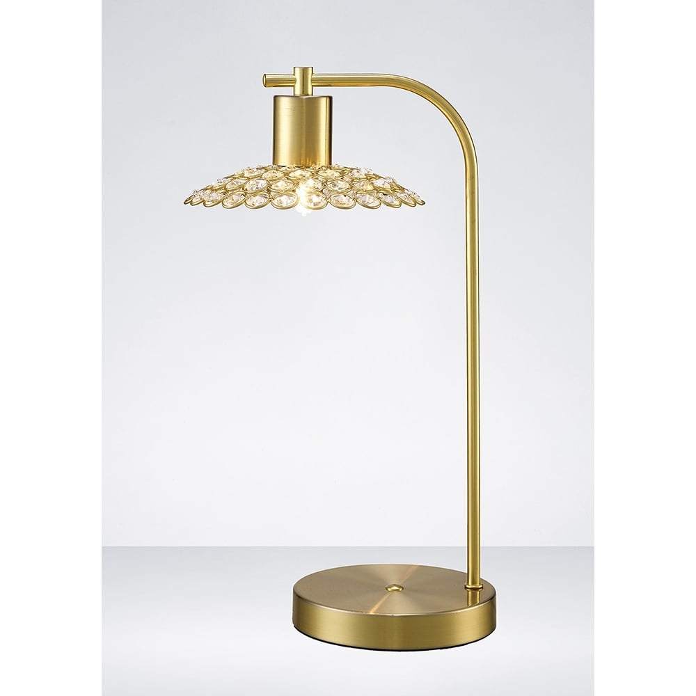 Diyas IL20603 Ellen 1 Light Table Lamp Satin Brass/Crystal