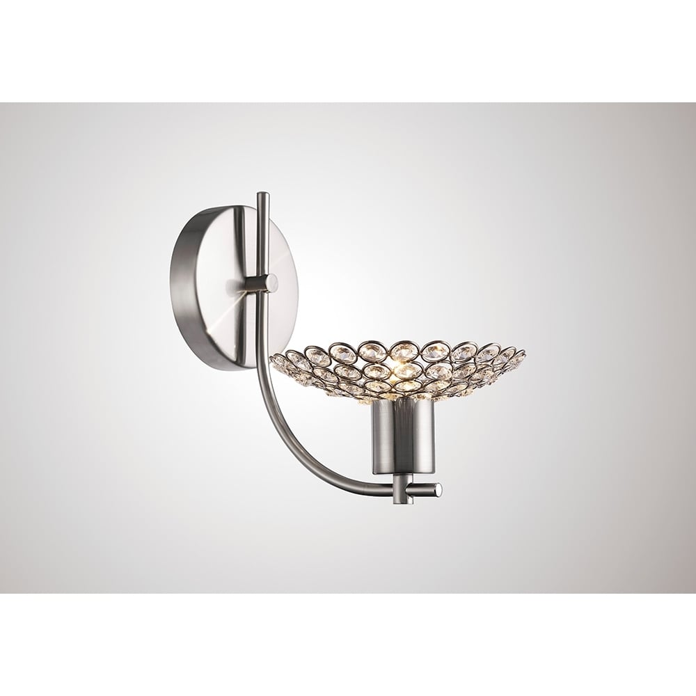 Diyas IL20605 Ellen Wall Lamp 1 Light Satin Nickel/Crystal