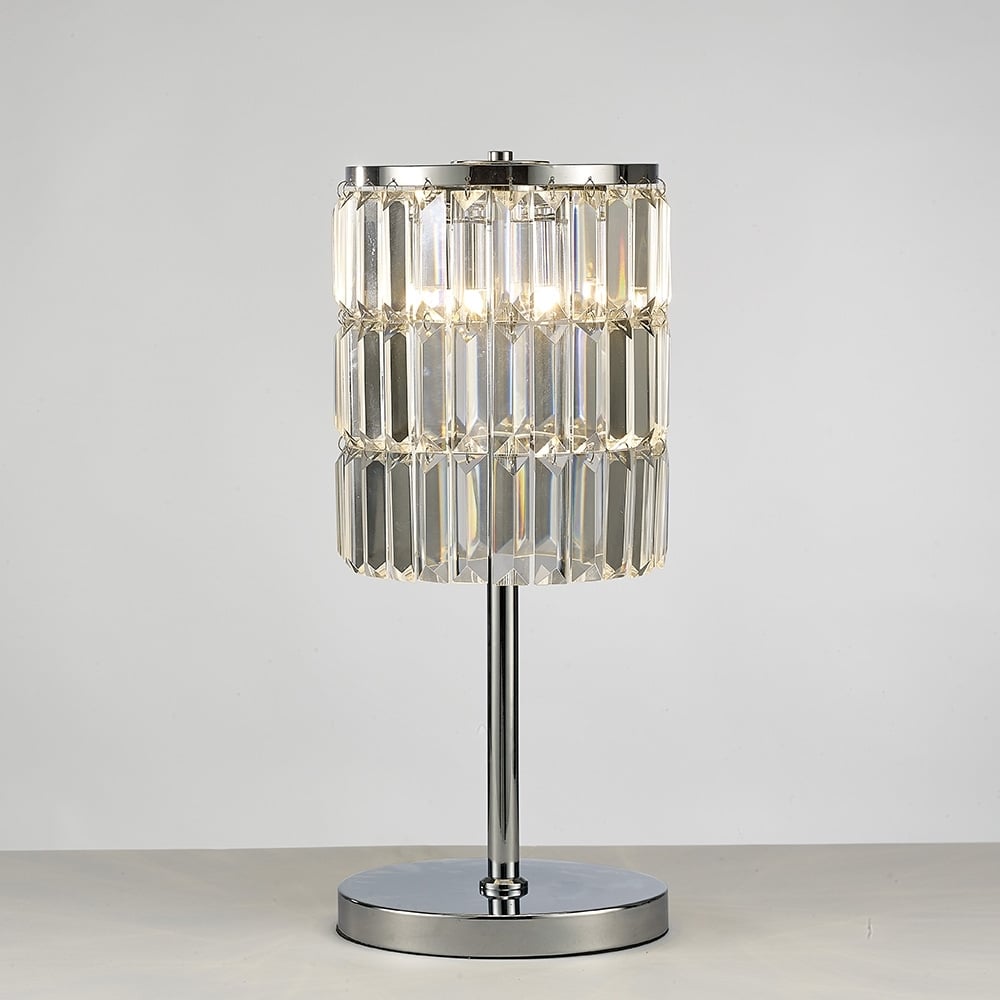 Diyas IL30178 Torre Crystal Curtain Table Lamp 3 Light Polished Chrome