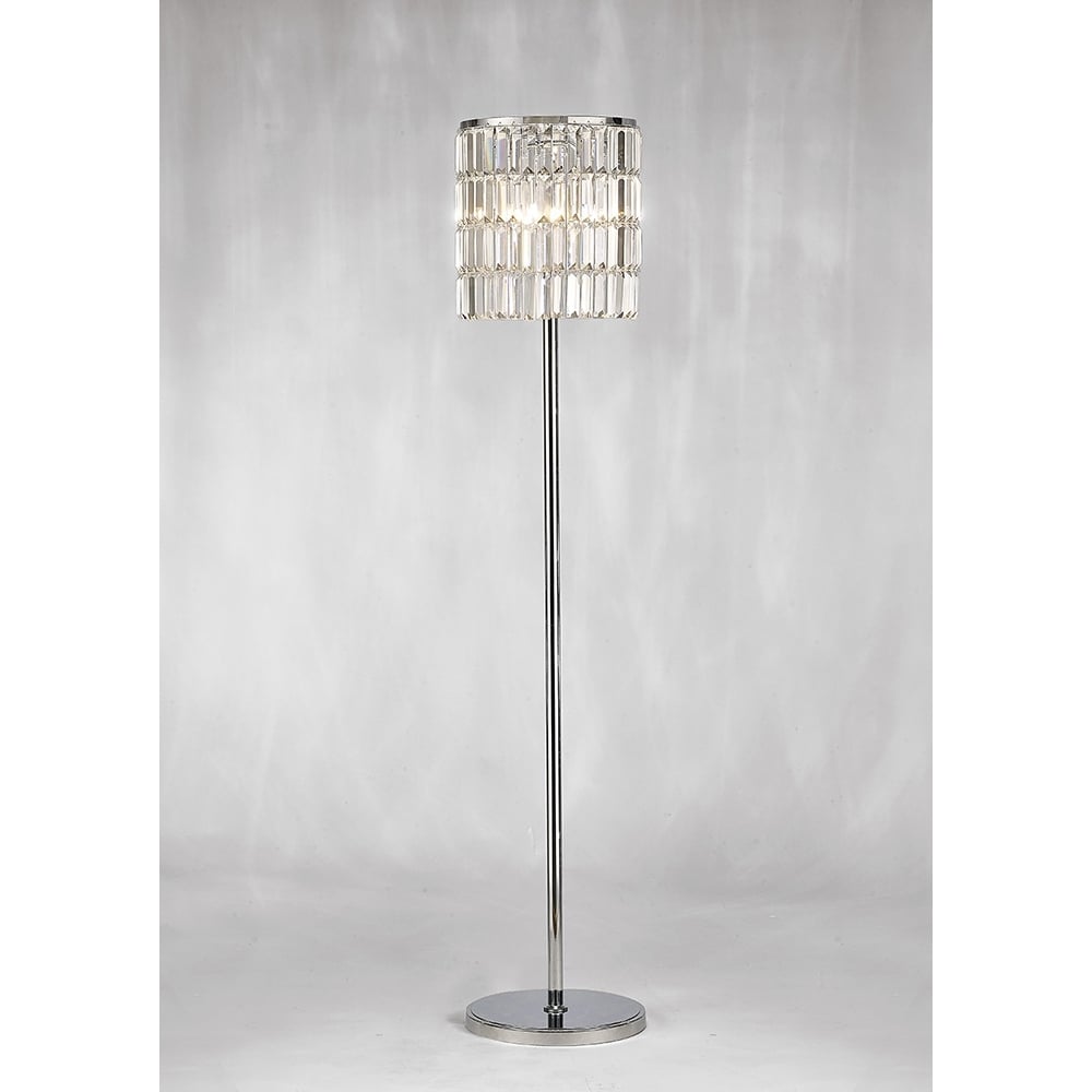 Diyas IL30179 Torre Crystal Curtain Floor Lamp 5 Light Polished Chrome