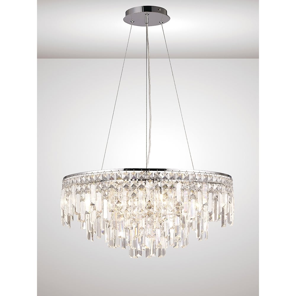 Diyas IL30256 Maddison Pendant Round 8 Light Polished Chrome/Crystal
