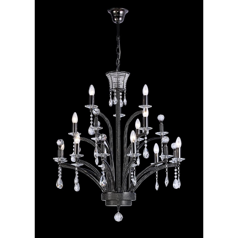 Diyas IL30481 Orlando Pendant Large 12 Light Black Chrome (S)